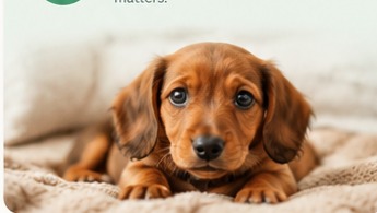 Small dachshund puppy resting on a blanket